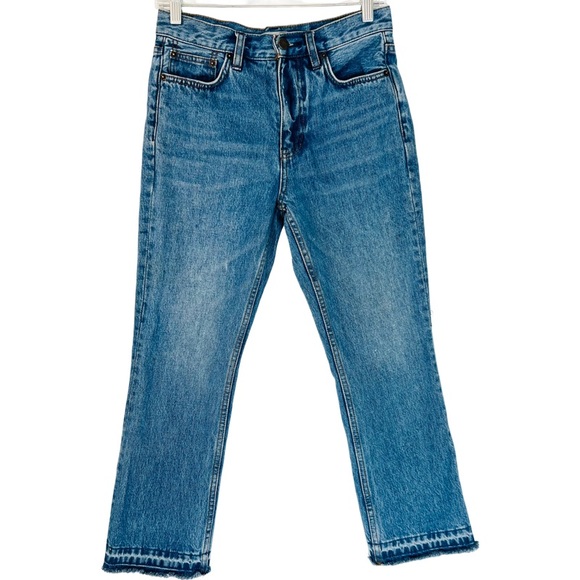 FREE PEOPLE Chelsea Fray Hem Crop Kick Jean Size 25 - Picture 3 of 7